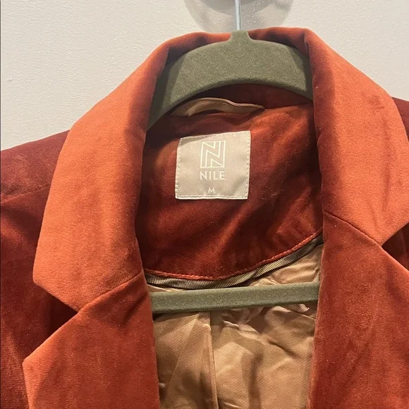 Elegant Velvet Women's Blazer in Rich Rust - Picture 3 of 11